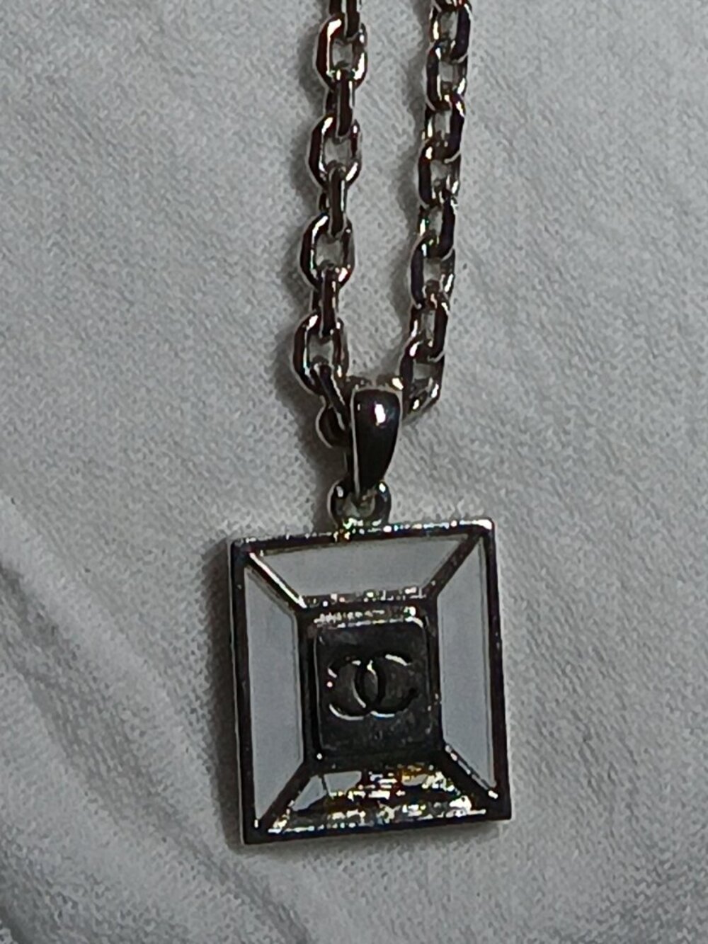 FLAWED Authentic Chanel Vintage CC Mirror Pendant – Side Engraved – For Repair